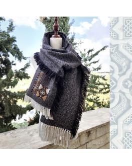 Men long scarf with Palestinian Embroidery