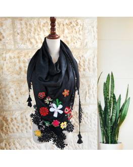Keffiyeh scarf with Embroidery